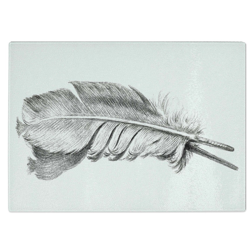 Glass Feather by Jean Bernard Chopping Board, 39 cm W x 28.5 cm L