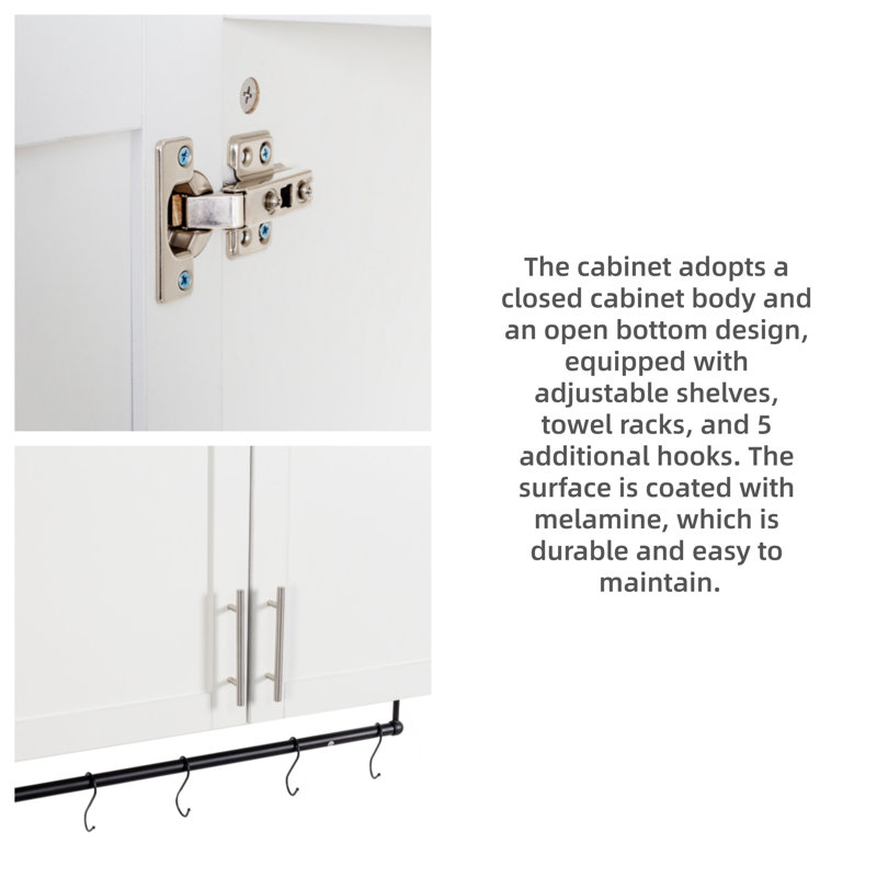 Bathroom Cabinet, Storage Cabinet Above Toilet, Suitable For Bathroom And Kitchen, White