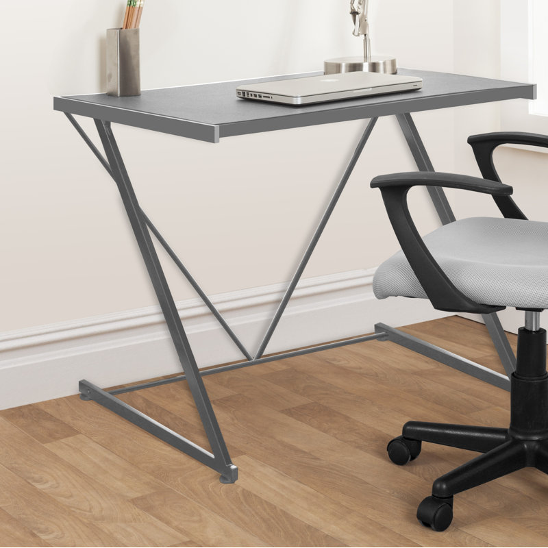Metal Base Writing Desk, Silver