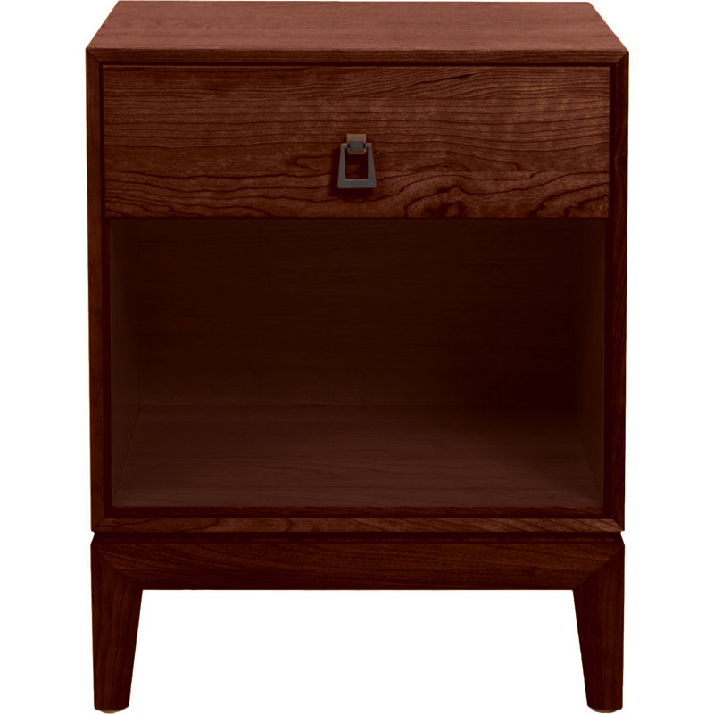 Mansfield 1 - Drawer Solid Wood Nightstand, Cognac Cherry, Conventional