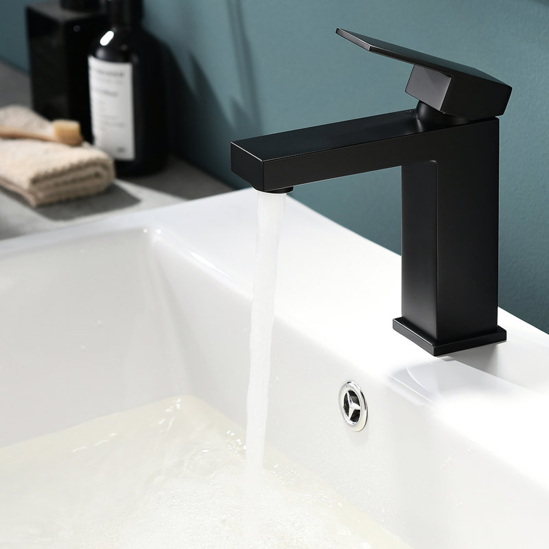 Robinet de salle de bain noir brossé - Surface de corrosion moderne à une poignée et à fixation sur le comptoir