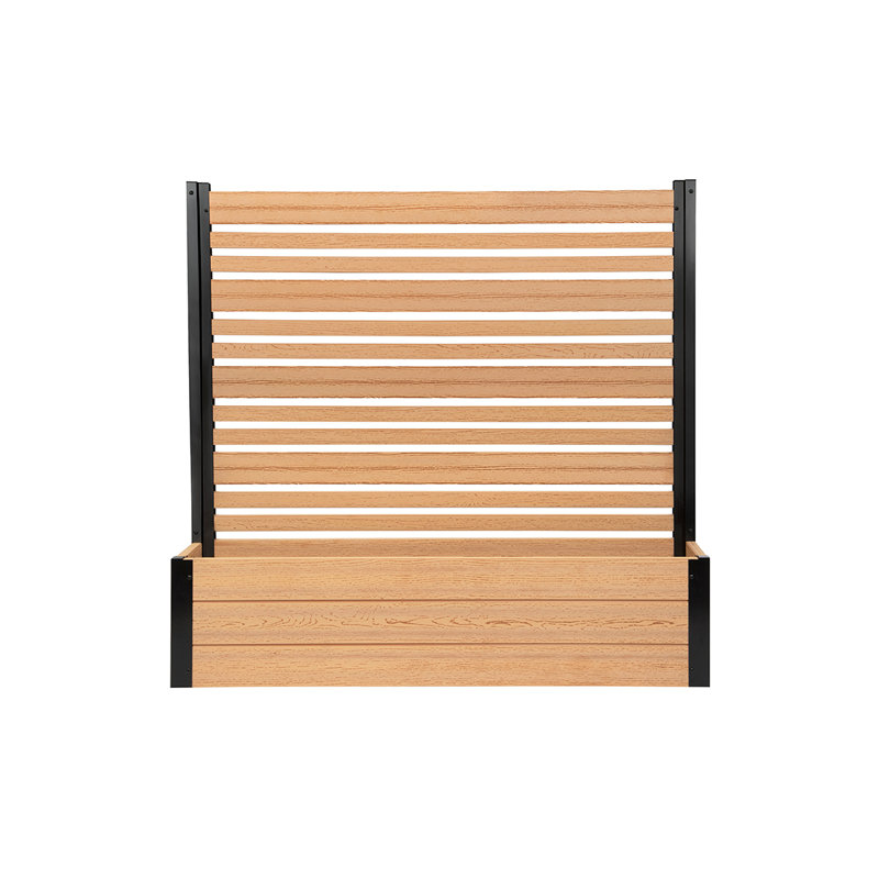 Cedar Freestanding Vinyl Privacy Screen with Planter Box