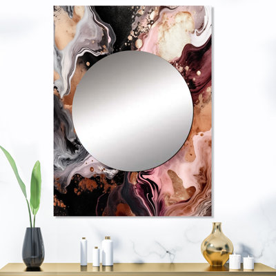 Mancebo rose noir, agate chromatique I - miroir mural décoratif abstrait, grand miroir rose, impression d'art en métal
