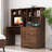 Antiqued White Home Office Computer Desk with Storage Hutch - Walnut Accent