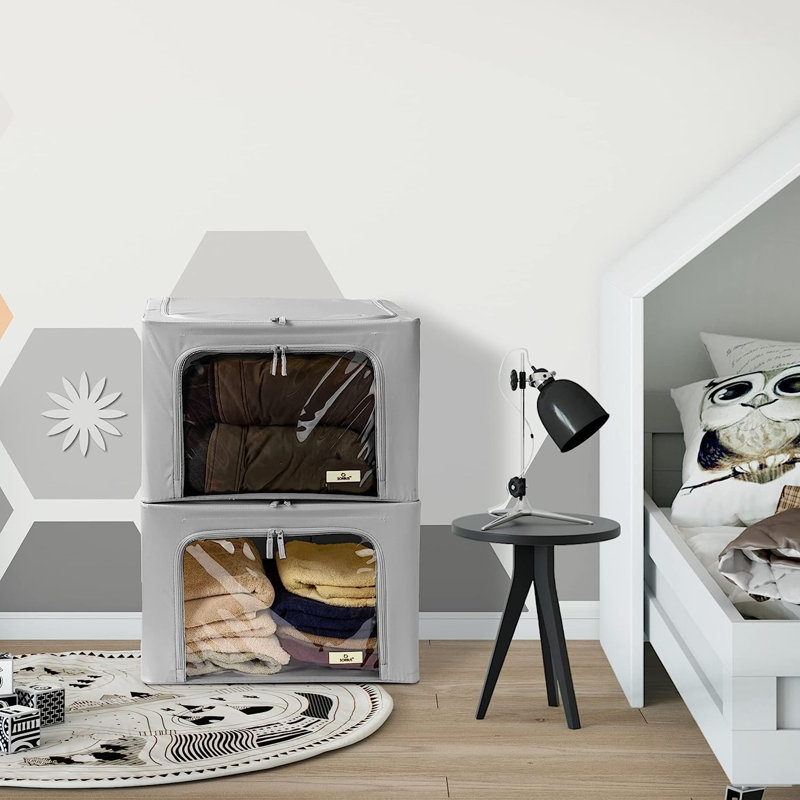 Rangement pour fenêtre sous le lit, gris, H 13,75 po x l 19,75 po x P 16 po