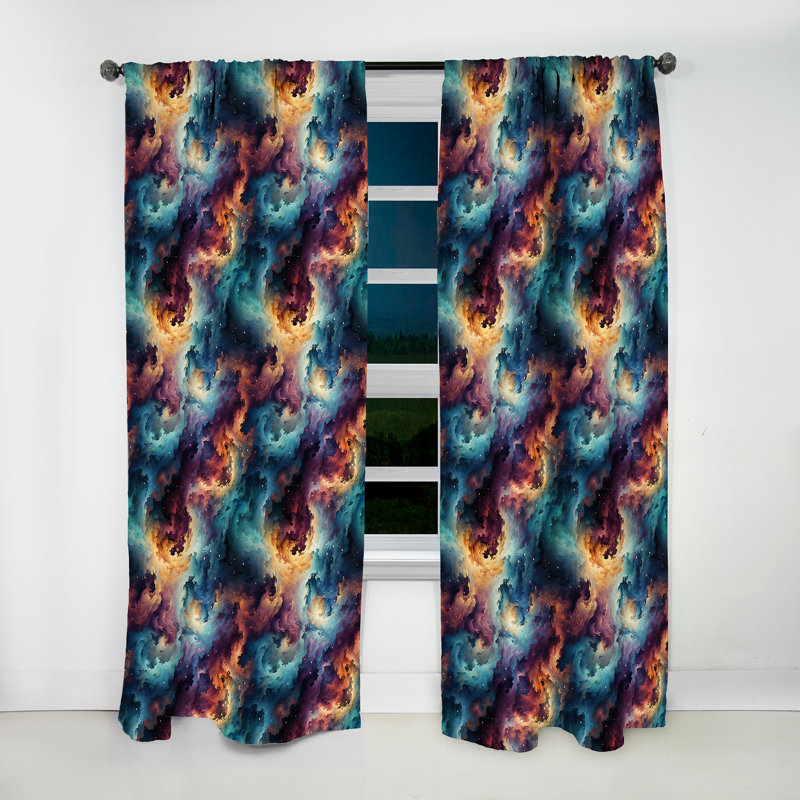 Plaid Galaxy Multicolor Expedition - Rideau damassé - Rideau damas obscurcissant - 1 panneaux, L 52 po x L 90 po