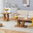 Modern Minimalist Wood-Tone MDF Coffee Table Set (Square + Rectangular)Wood Colour,MDF Coffee Table,Wood-Coloured Textured Decal,Side Table.