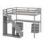 Lit mezzanine avec commode, bureau et bande lumineuse-375087754