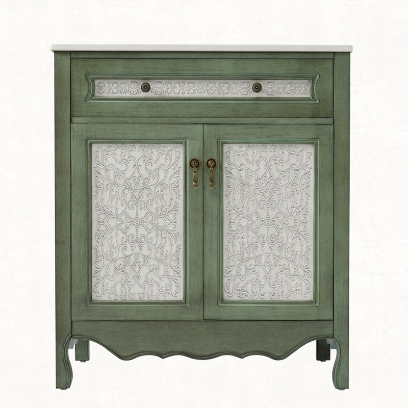 Meuble-lavabo 30 po à motif rétro, vert