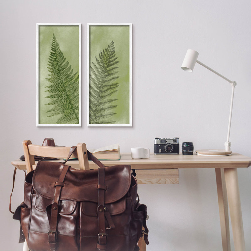 «Woodland Nature Fern Leaves», ensemble de 2 giclées encadrées par Ziwei Li, H 24 po x l 10 po x P 1,5 po