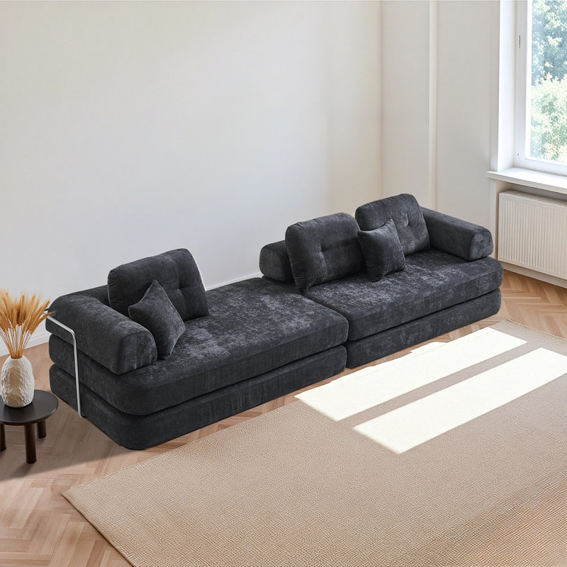 Canapé de 104 po sans os, canapé modulaire compressé avec méridienne, canapé modulaire à assise profonde et canapé modulaire en mousse à mémoire de forme