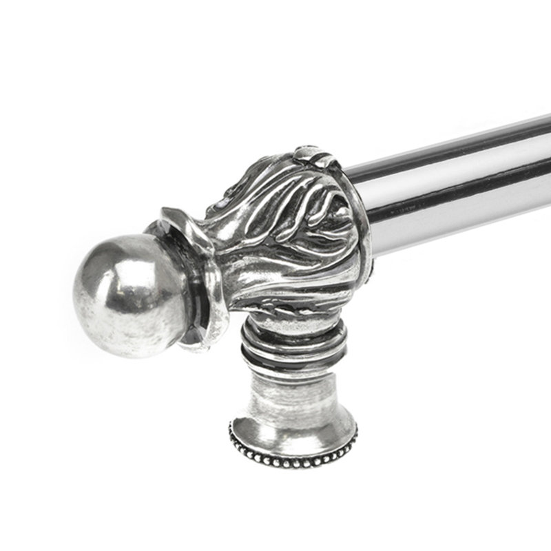 Acanthe avec 1/2 barre ronde lisse de style roman avec entretoise centrale, 22", Argent argent