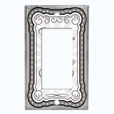 Coffee Cup Gray Frame Premium Quality Patterned 1 - Gang Rocker Standard Wall Plate