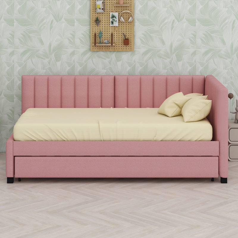Lit de jour rembourré avec couchette, Rose
