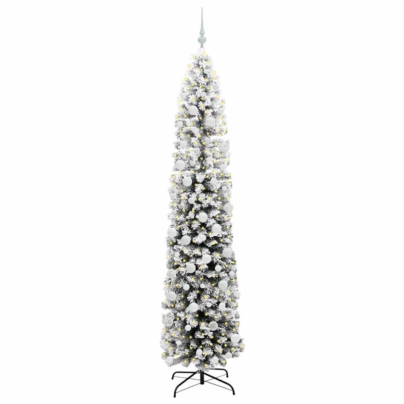 Artificial Christmas Tree with 300 LEDs with Stand, White, 6.89' H