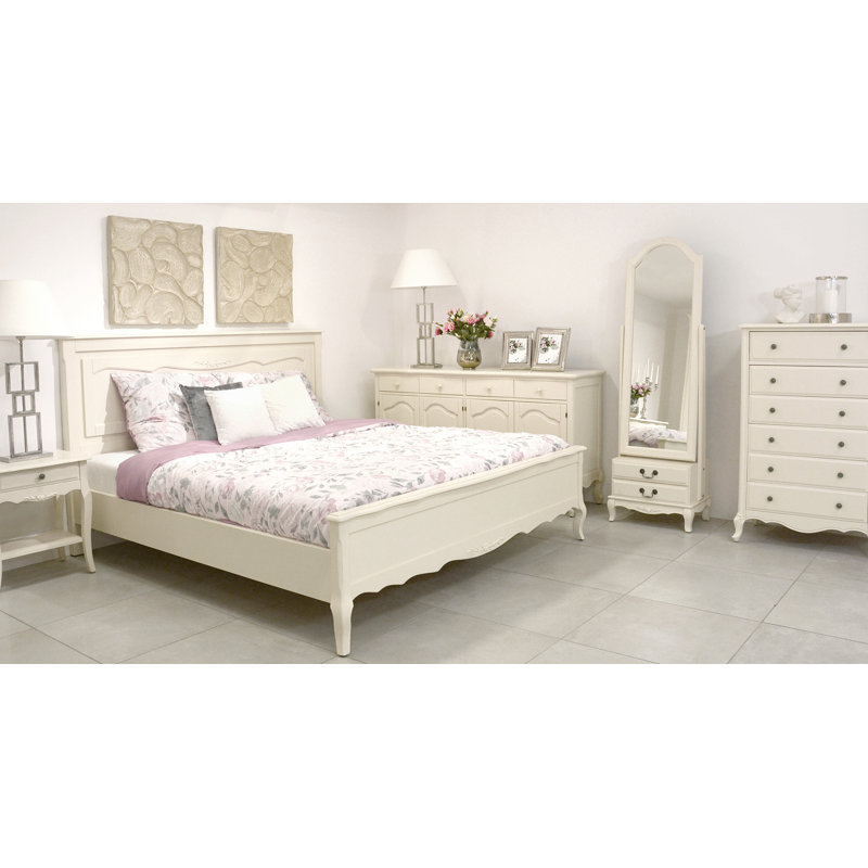 Burton Solid Wood Floor Mirror with Drawers