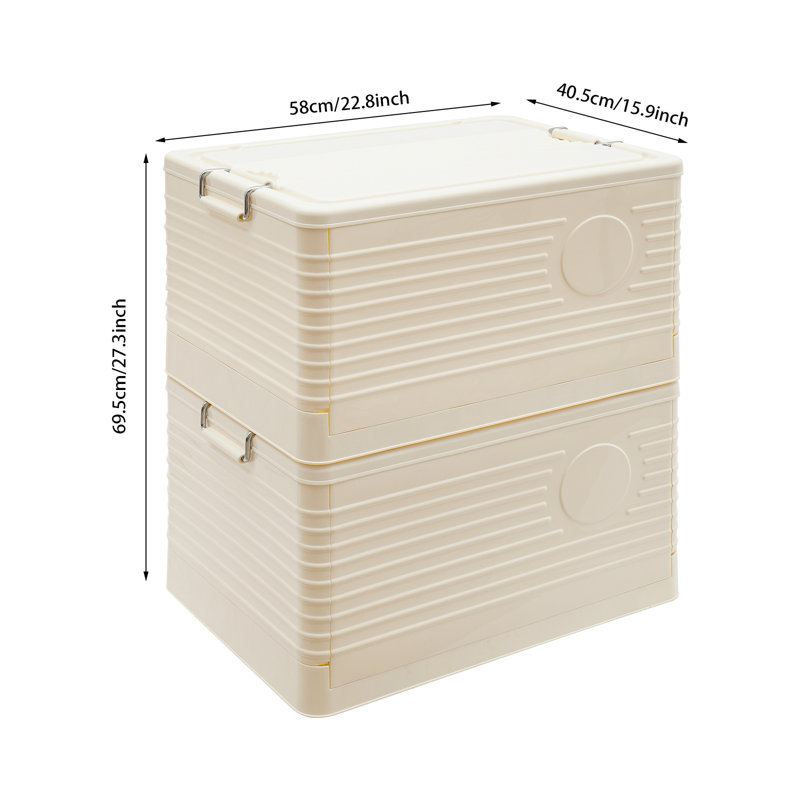 2-Layer Folding Storage Cabinet Pulley Foldable Storage Bins