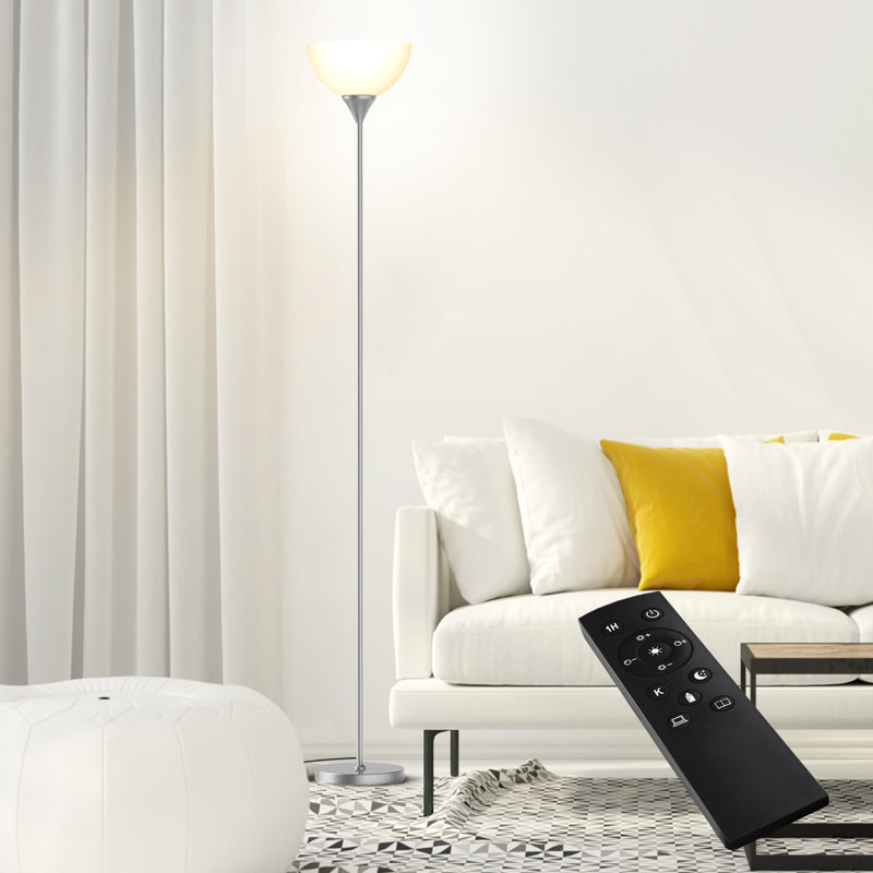Control 70" LED Torchiere Floor Lamp with Remote and Bulb Included, Silver Gray