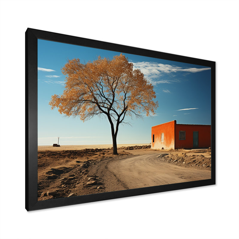Desert Tree Bliss In Dakota sur impression sur toile, H 24 po x l 32 po x P 1 po, Cadre simple noir