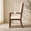 Ensemble de 2 chaises de salle à manger ergonomiques en bois d'hévéa avec revêtement en tissu