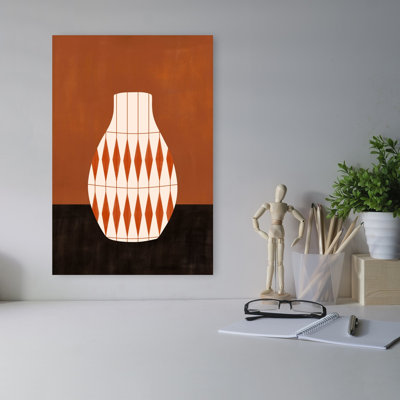 «Vase orange géométrique abstrait contemporain», reproduction d'art murale élégante
