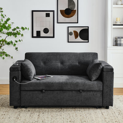 Pull-Out Sleeper Sofa Bed Double Seat Recliner Sofa Bed Modern Sofa Sleeper Sectional