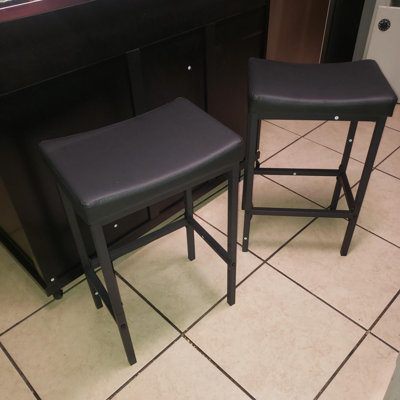 Set of 2 Bar Chairs Counter Height Stools Saddle Stools with Curved Surface