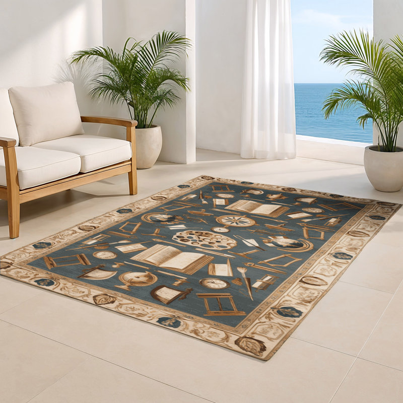 French Gray Indoor and Outdoor Area Rug, Rectangle 2' x 3'