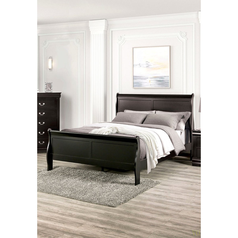 Pieds de lit pour lit simple de style Louis Phillipe, Noir, Grand lit