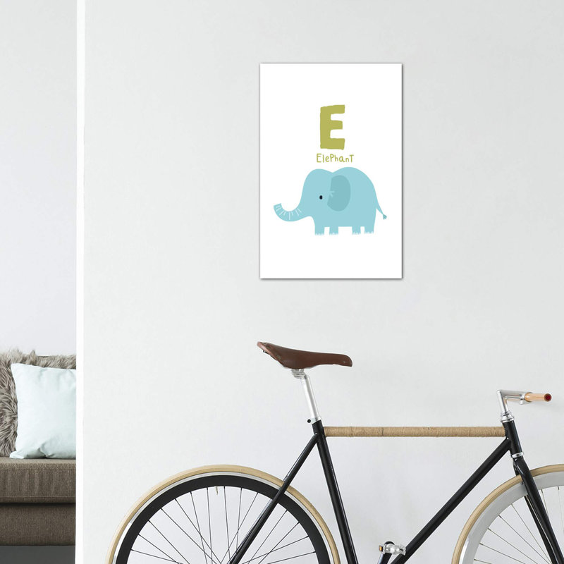 Animal Alphabet E - impression d'art graphique, Pas de tapis, H 40 po x l 26 po x P 1,5 po, Toile tendue