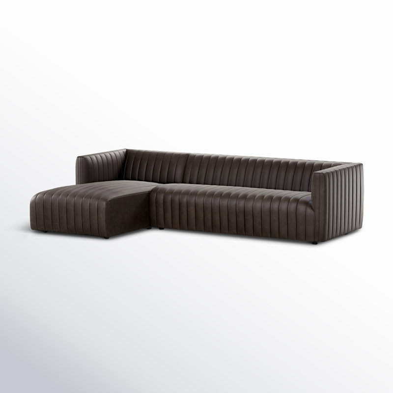 Brandt Upholstered L-Shaped Sectional, Deacon Wolf Genuine Leather, Left Hand Facing, 26.5" H x 105" W x 64" D