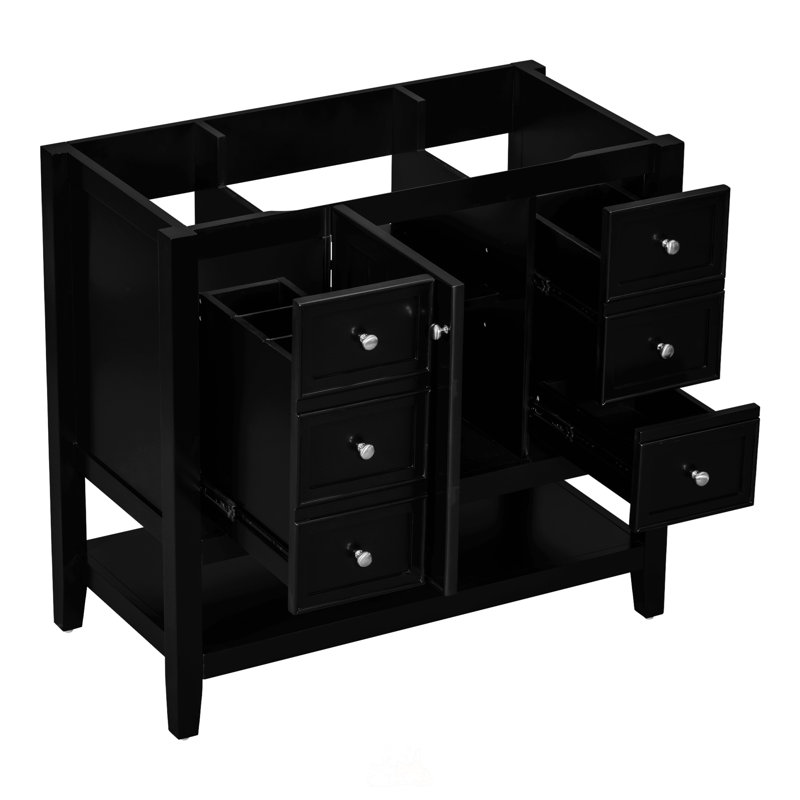 Amanda 35.5'' Single Bathroom Vanity Base Only, Black