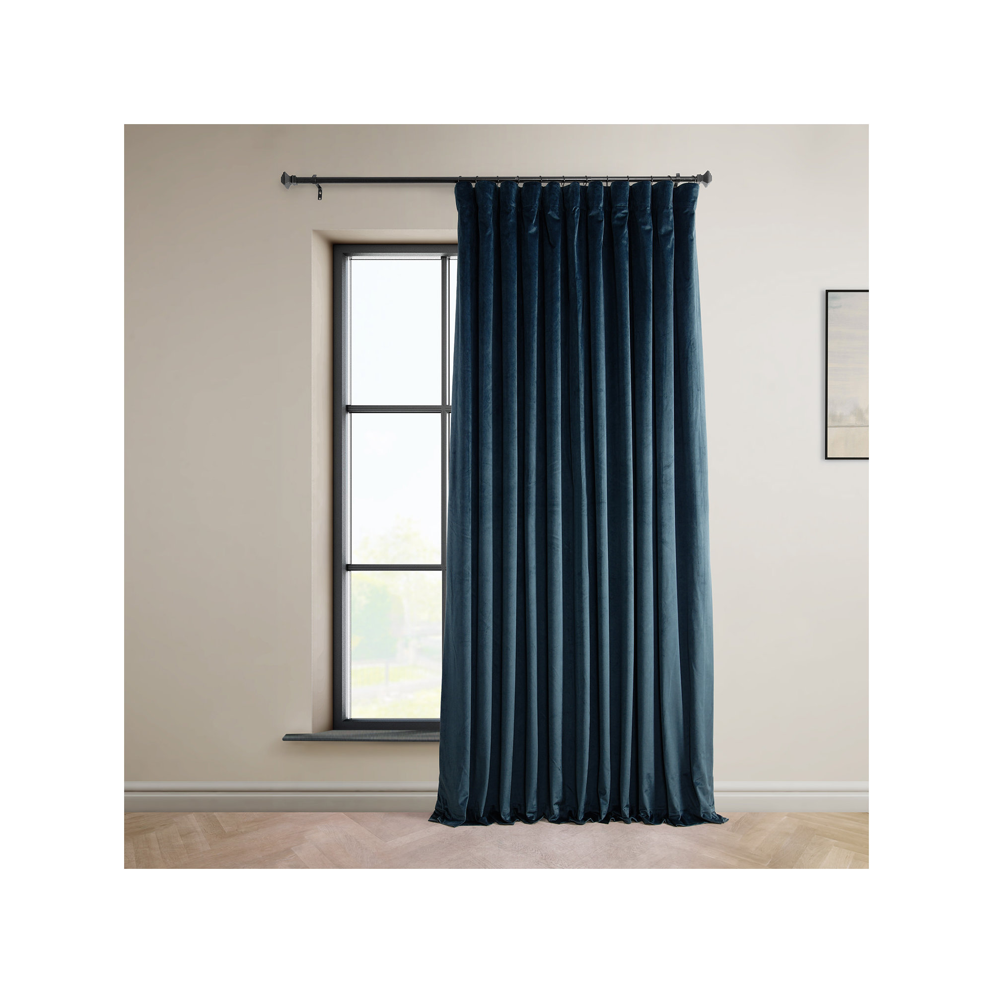Loria Plush Velvet 100% Blackout Curtains For Bedroom, Living Room - Single Panel, 50" W x 108" L, Varsity Blue