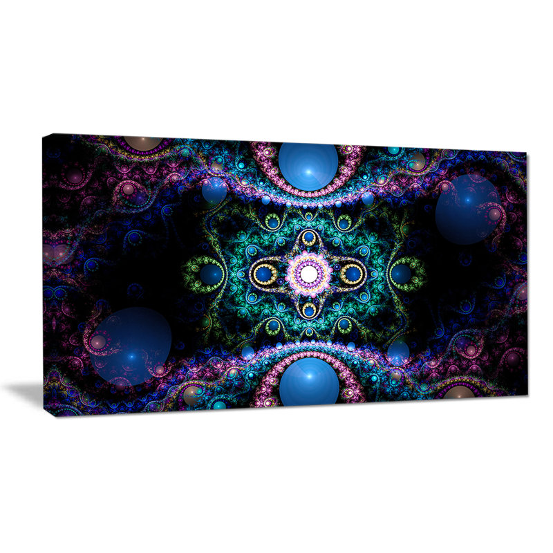 « cabalistic blue fractal pattern »-imprimé, Toile, H 16 po x l 32 po x P 1 po