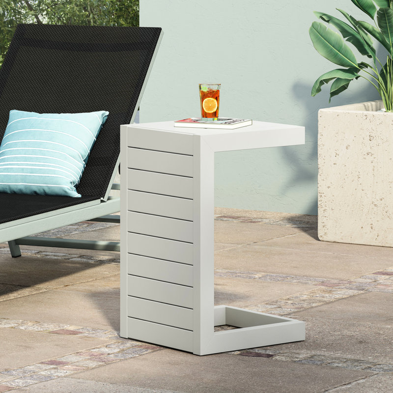 Table d'appoint grise en aluminium léger pour l'extérieur - l 14,5 po x P 15 po x H 24 po