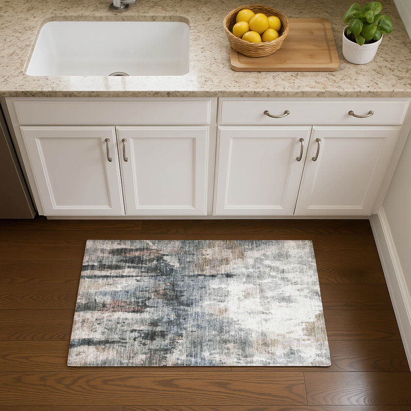 Premium Machine Washable Mayfield Abstract Rug, 1'8" x 2'6", Beige