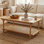 Table basse Elegant Tan 24 po x 42 po x 18 po avec rangement ouvert en rotin