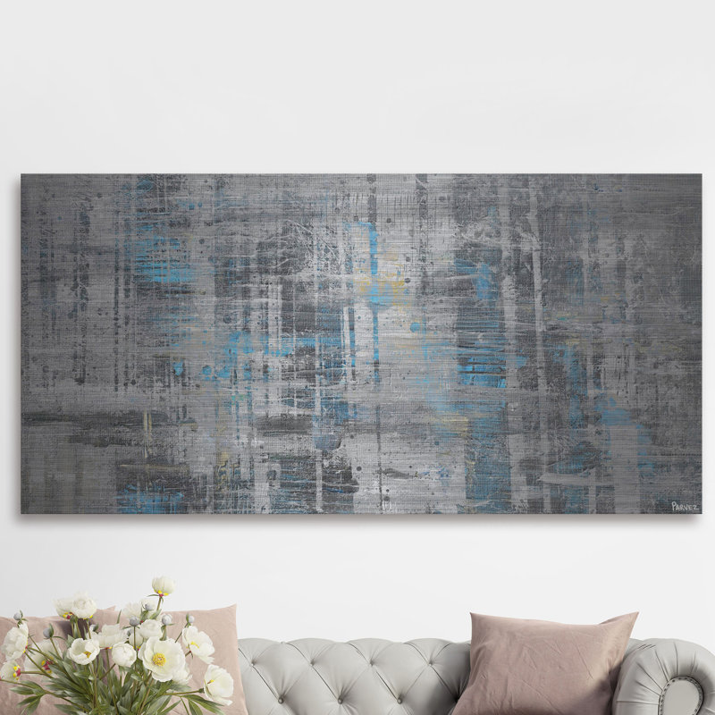 «Hints of Blue», reproduction d'art sur aluminium brossé, H 22,5 po x l 45 po x P 1,5 po