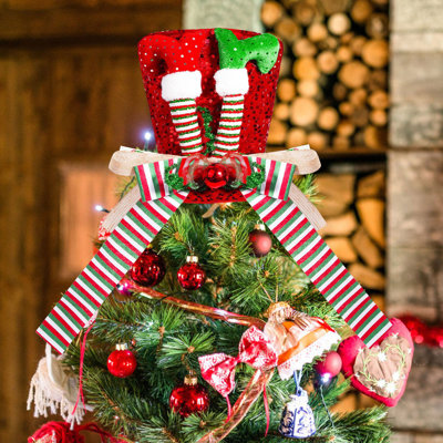 Christmas Halloween Tree Topper Hat With Holiday Decorations Tabletop Ornaments For Home  Bow Christmas Trees Top Decorations Ornaments