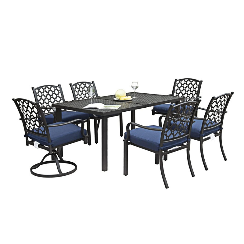 Ensemble repas d'extérieur 7 pièces, Marine