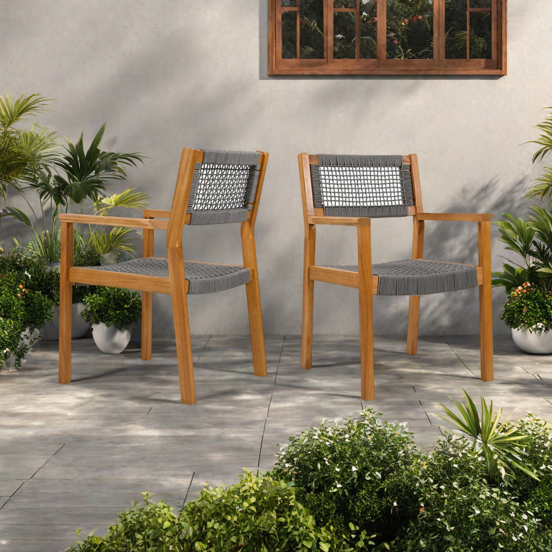 CHAISE DE SALLE À TASSE TRESSÉE (ENSEMBLE DE 2), Naturel, Gris foncé