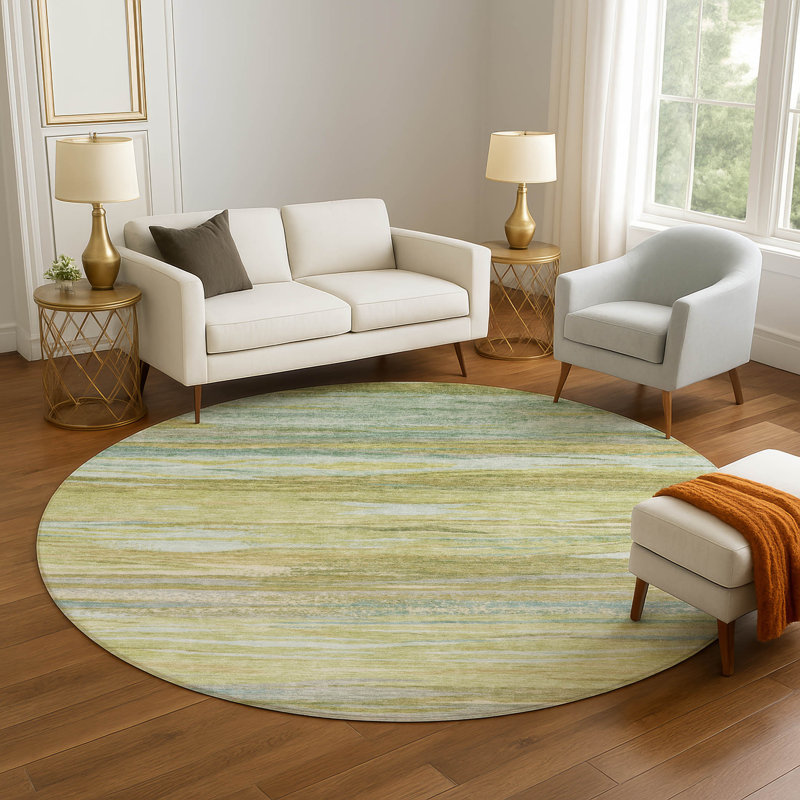 Premium Machine Washable Alaina AMF1933 Waves Rug, Round 8'