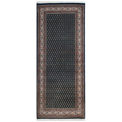 Hand-Knotted High-Quality Black and Brown Runner