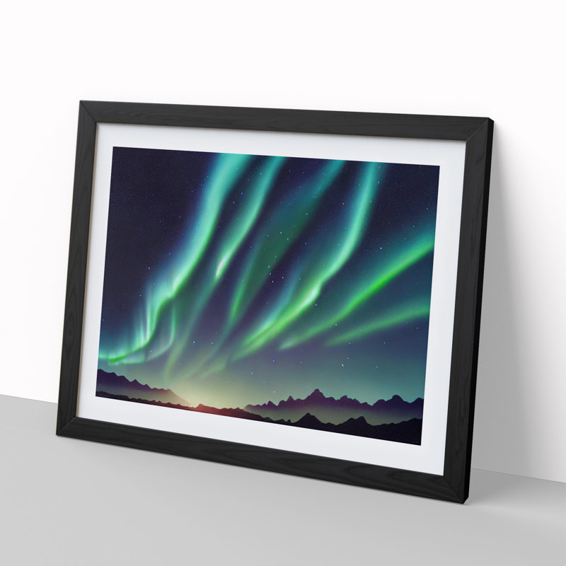 Heavenly Aurora Borealis - Single Picture Frame Print, Black, 25cm H x 34cm W x 2cm D