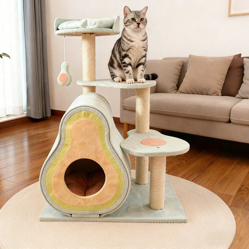 Avocado Shell Cat Bed with Scratching Posts