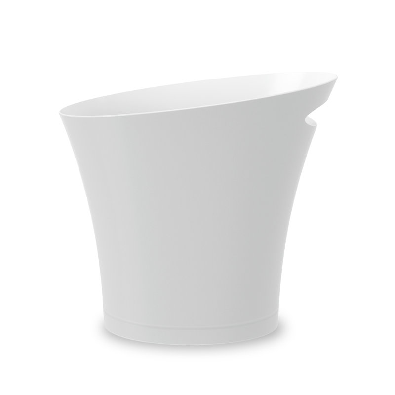 Slim Metallic White Plastic Office Waste Basket