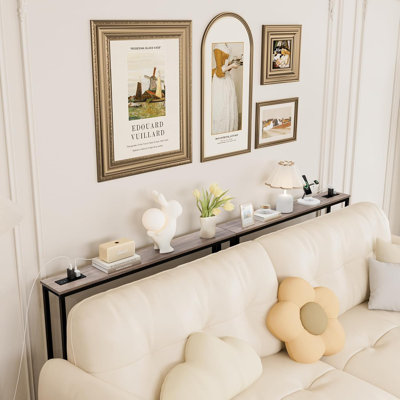 78.7 inch Narrow Console Table with Outlet, Sofa Table Set of 2, Behind Couch Table