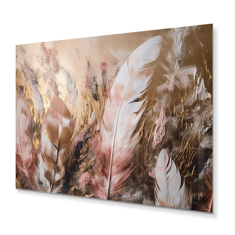 Décoration murale dorée en plumes glamour de Boho Fantasy III - Glam Feather, H 12 po x l 20 po x P 1 po