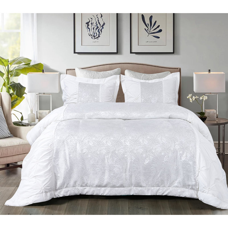 Floral Bedspread, W240 x L250cm, White