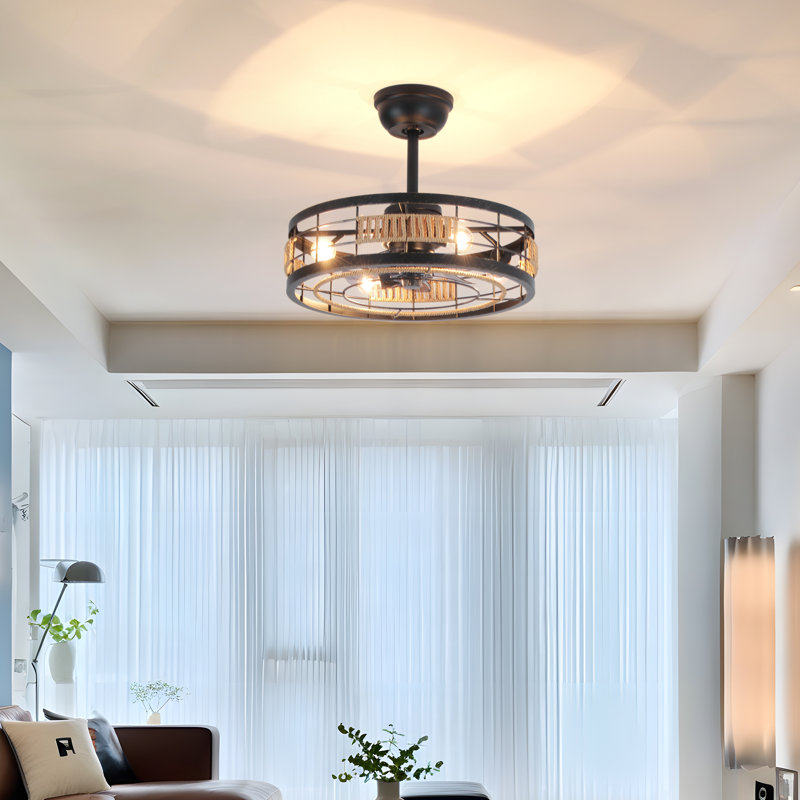 18 In. Indoor Gold And Black Low Profile Ceiling Fan With Integrated Light And Remote Control